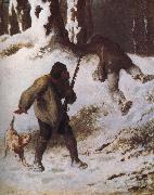 Jean Francois Millet The thief in the snow oil painting reproduction